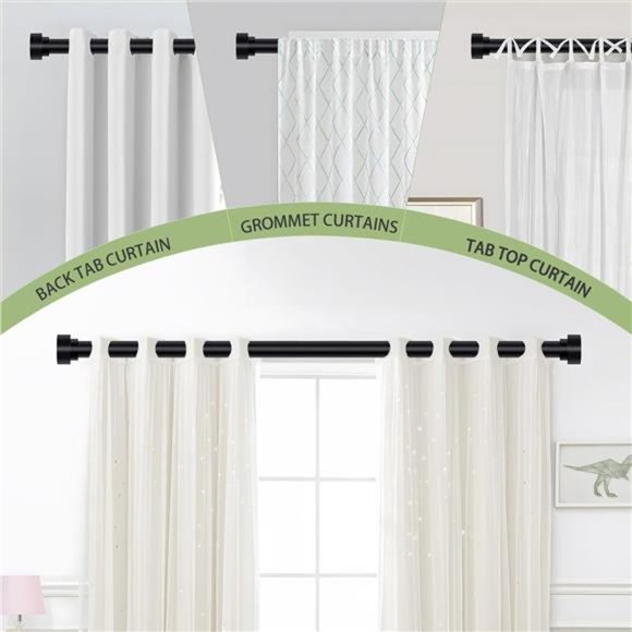 2 Pack Black Curtain Rods for Windows 28 to 48 Inch(2.3-4ft),1 Inch Adjustable - Picture 5 of 7
